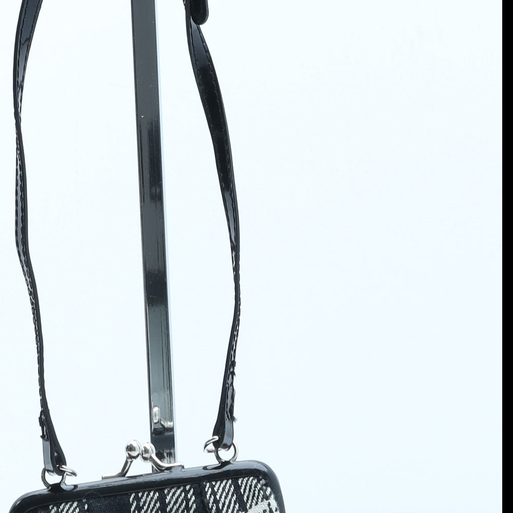 NEXT Womens Black Plaid Polyester Crossbody Size Mini