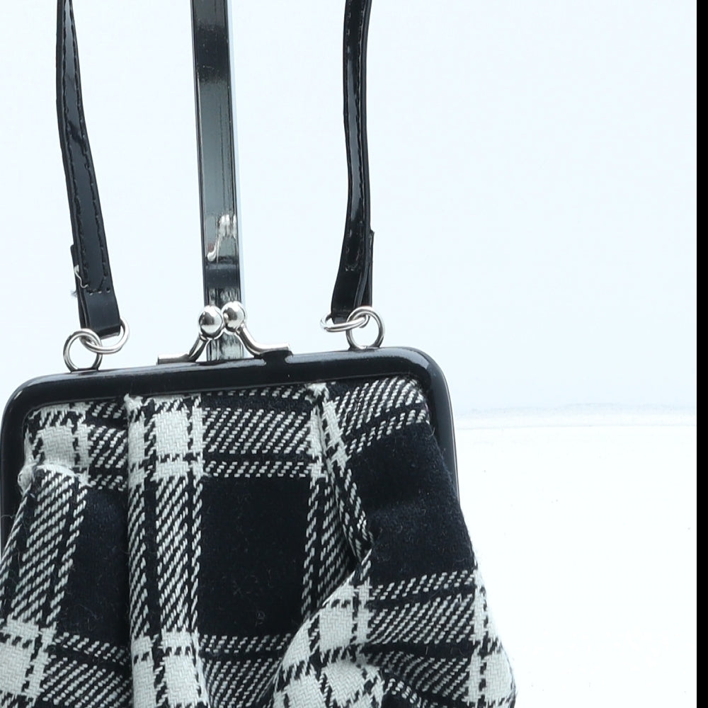 NEXT Womens Black Plaid Polyester Crossbody Size Mini