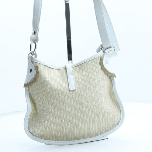 Covvinelle Womens Beige Geometric Polyurethane Crossbody Size Small