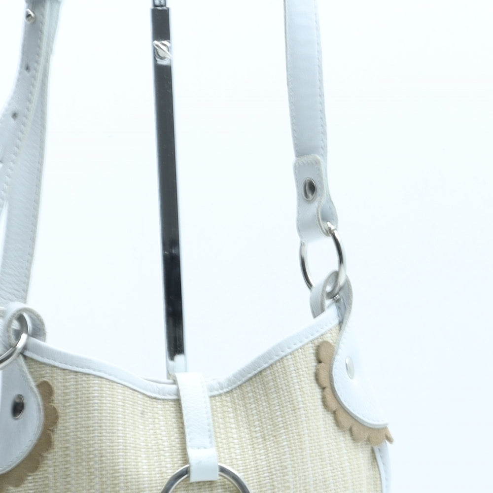 Covvinelle Womens Beige Geometric Polyurethane Crossbody Size Small
