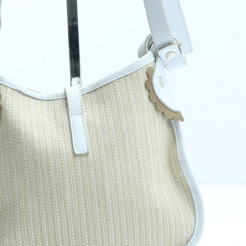 Covvinelle Womens Beige Geometric Polyurethane Crossbody Size Small
