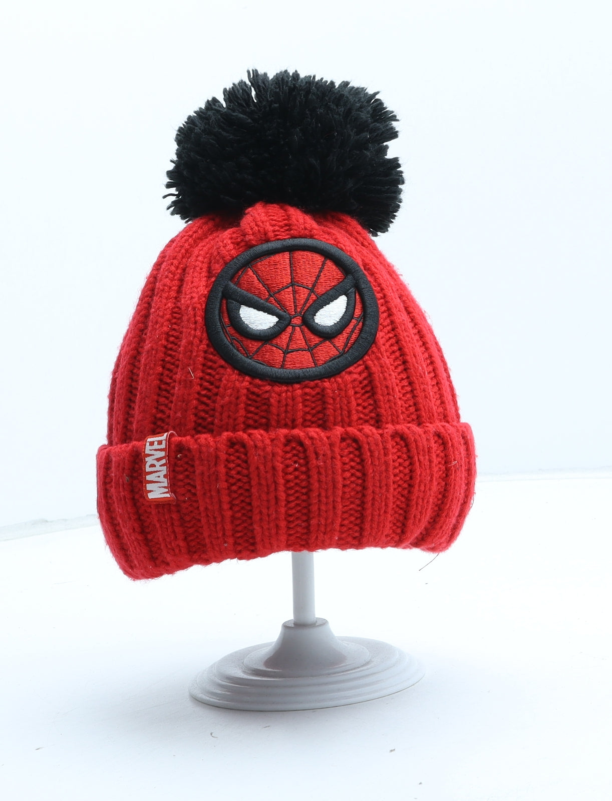 NEXT Boys Red Acrylic Bobble Hat One Size - Spiderman UK Size 1-2 Years