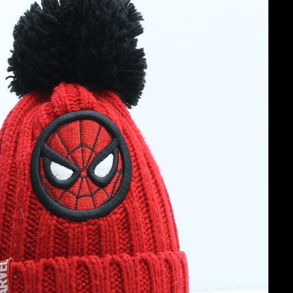 NEXT Boys Red Acrylic Bobble Hat One Size - Spiderman UK Size 1-2 Years