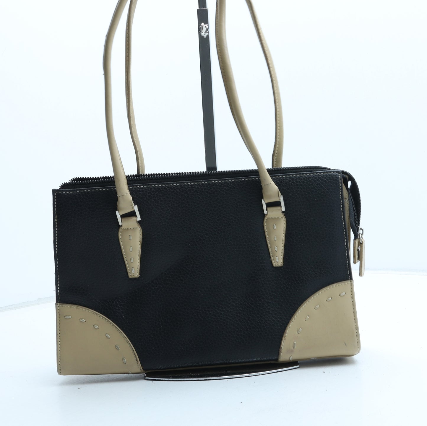 Preworn Womens Black Colorblock PVC Tote Size Medium