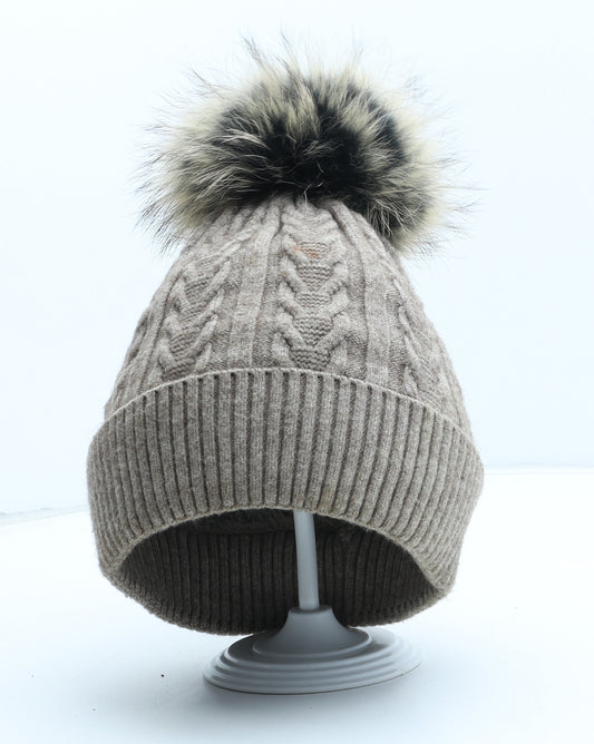 Preworn Womens Brown Acrylic Bobble Hat One Size