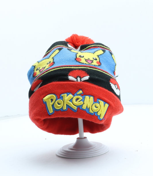 Pokemon Boys Multicoloured Geometric Acrylic Bobble Hat One Size