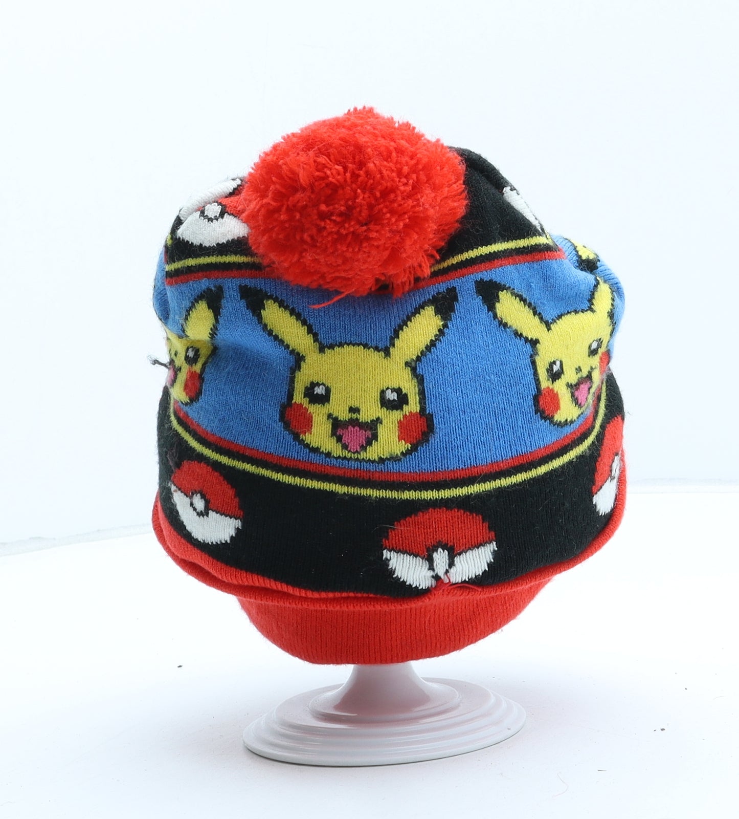 Pokemon Boys Multicoloured Geometric Acrylic Bobble Hat One Size