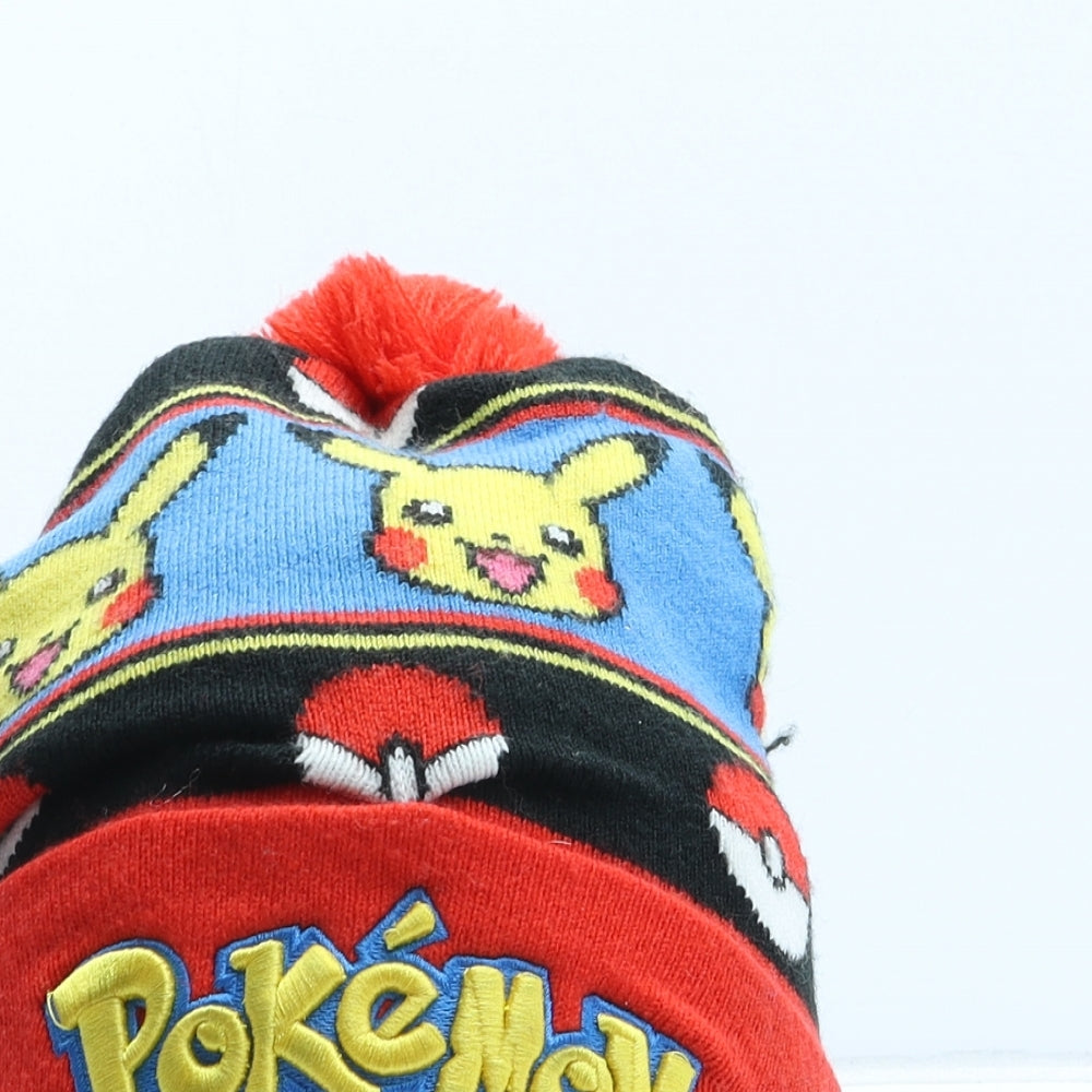 Pokemon Boys Multicoloured Geometric Acrylic Bobble Hat One Size