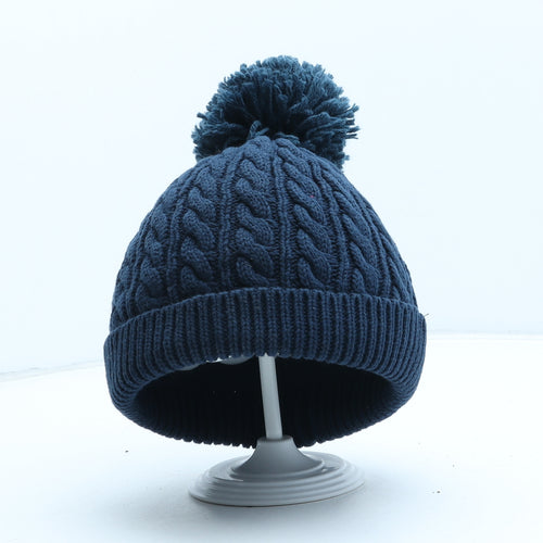 NEXT Boys Blue Cotton Bobble Hat One Size - UK Size 12-18 Months