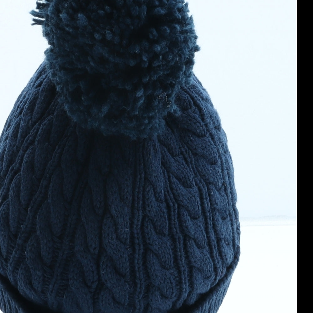 NEXT Boys Blue Cotton Bobble Hat One Size - UK Size 12-18 Months