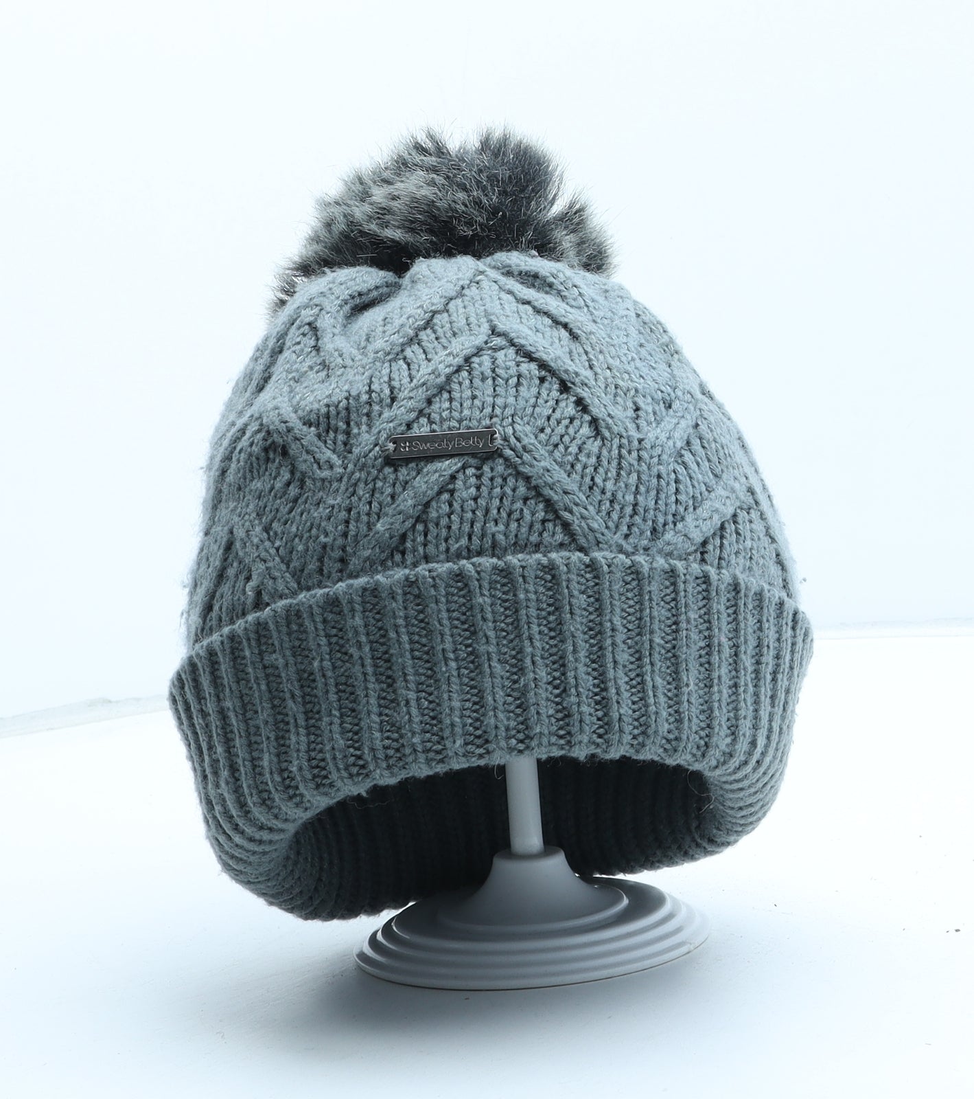 Sweaty Betty Womens Grey Acrylic Bobble Hat One Size