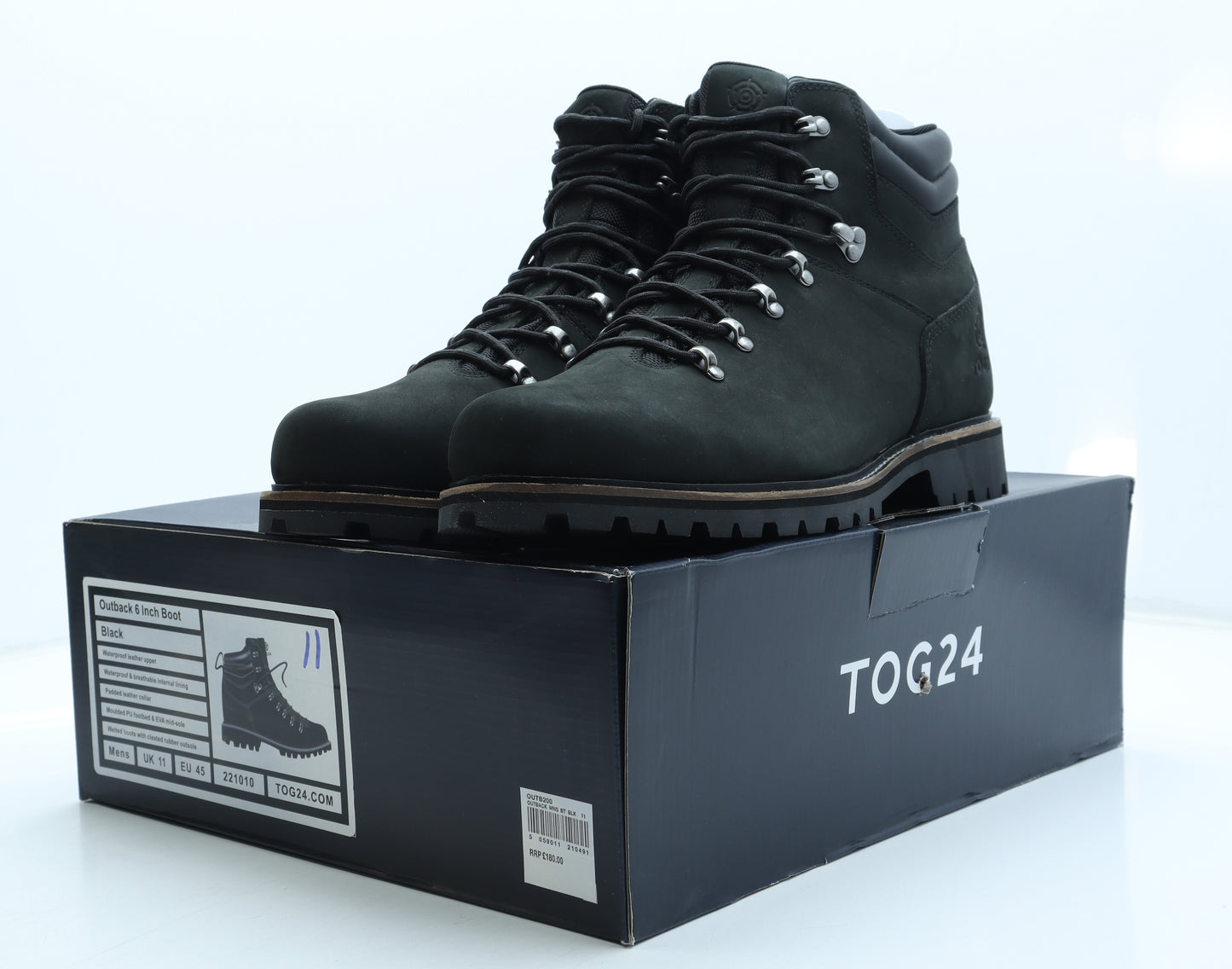 TOG24 Mens Black Leather Combat Boot UK 11 45