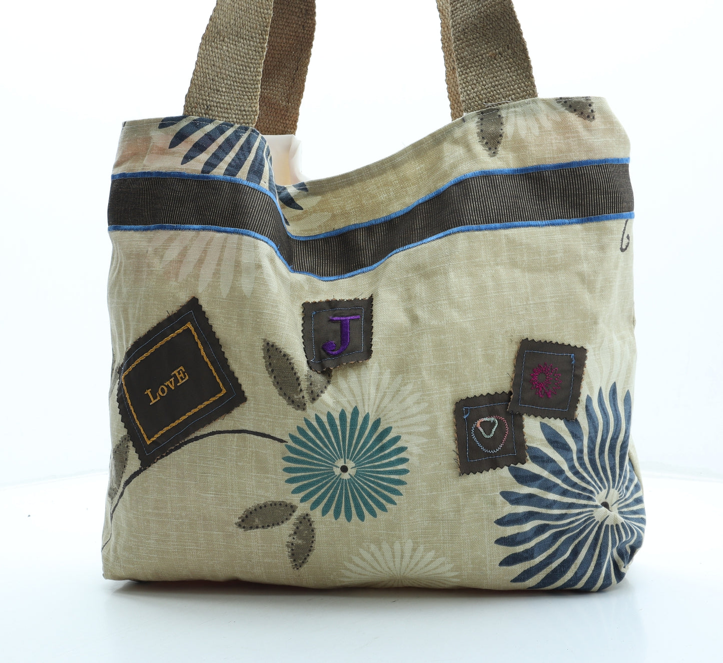 Preworn Womens Multicoloured Geometric Polyester Tote Size Large