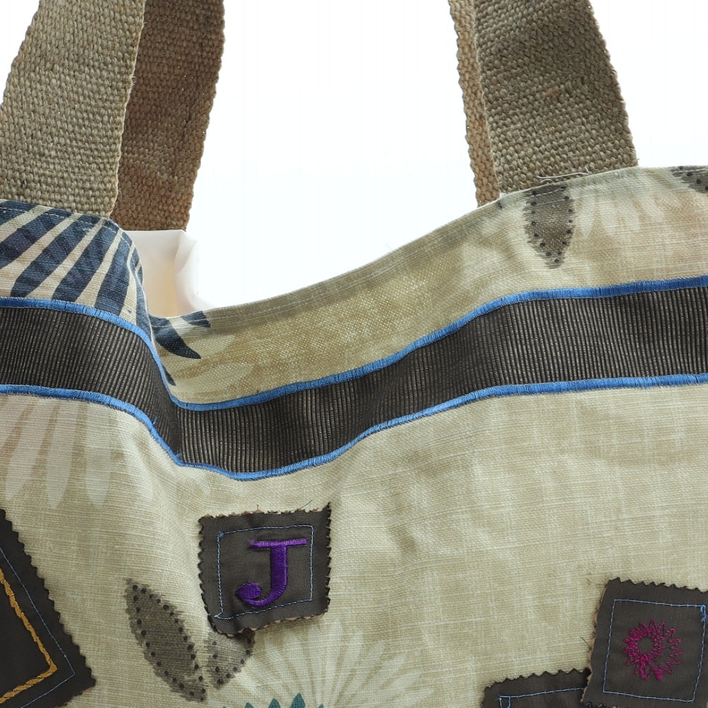 Preworn Womens Multicoloured Geometric Polyester Tote Size Large