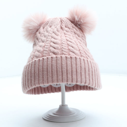 TU Girls Pink Acrylic Bobble Hat Size S - Size 10-13 Years