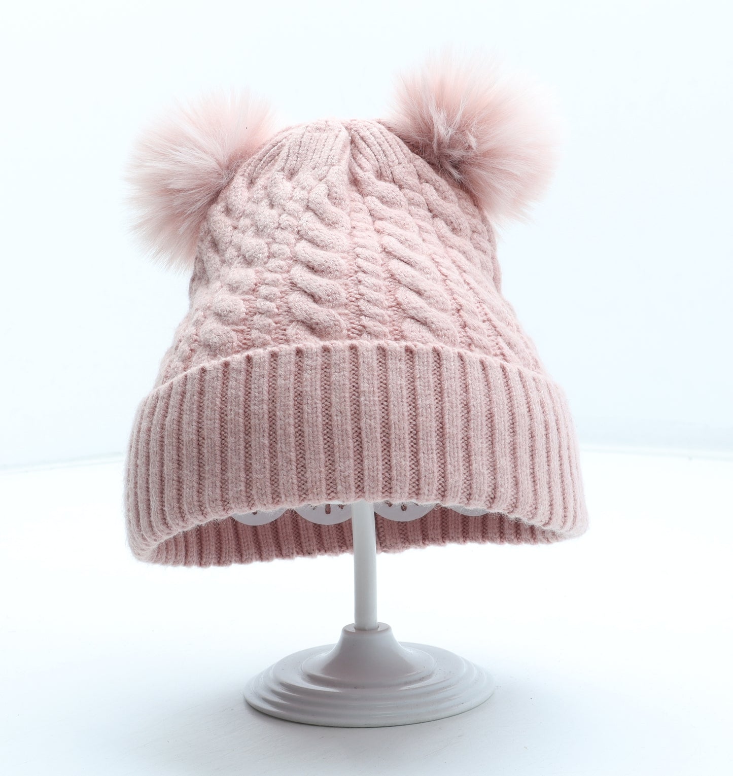 TU Girls Pink Acrylic Bobble Hat Size S - Size 10-13 Years