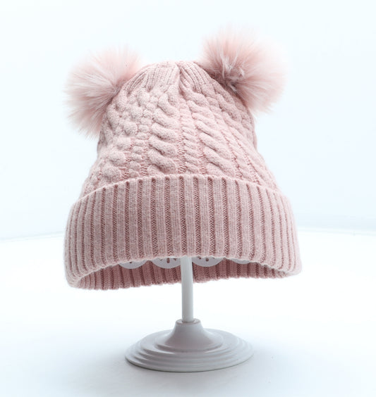 TU Girls Pink Acrylic Bobble Hat Size S - Size 10-13 Years