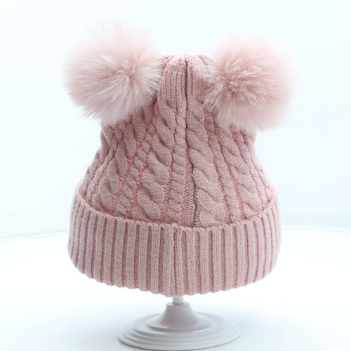TU Girls Pink Acrylic Bobble Hat Size S - Size 10-13 Years