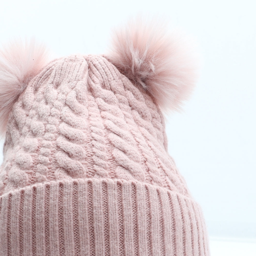 TU Girls Pink Acrylic Bobble Hat Size S - Size 10-13 Years