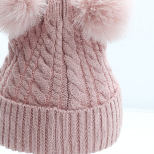 TU Girls Pink Acrylic Bobble Hat Size S - Size 10-13 Years
