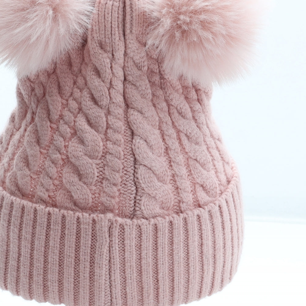 TU Girls Pink Acrylic Bobble Hat Size S - Size 10-13 Years