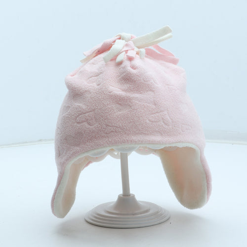 F&F Girls Pink Geometric Polyester Winter Hat Size S - Heart Pattern
