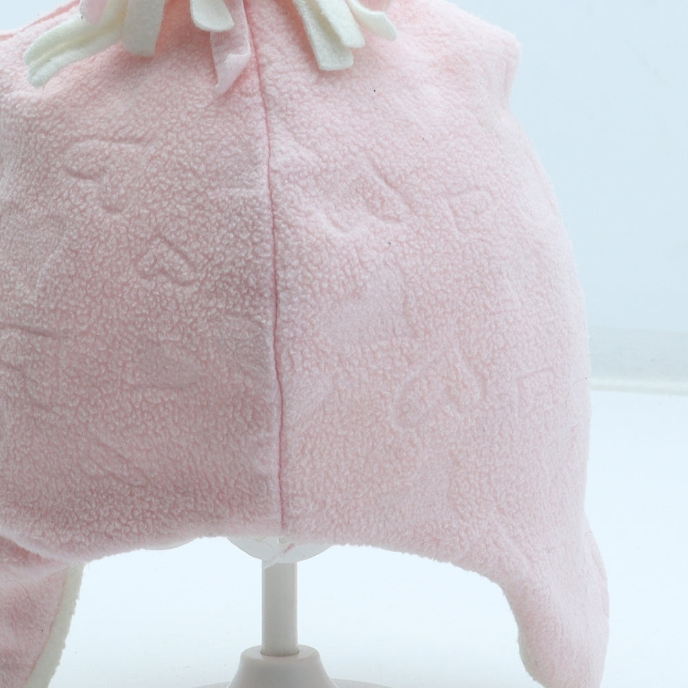F&F Girls Pink Geometric Polyester Winter Hat Size S - Heart Pattern