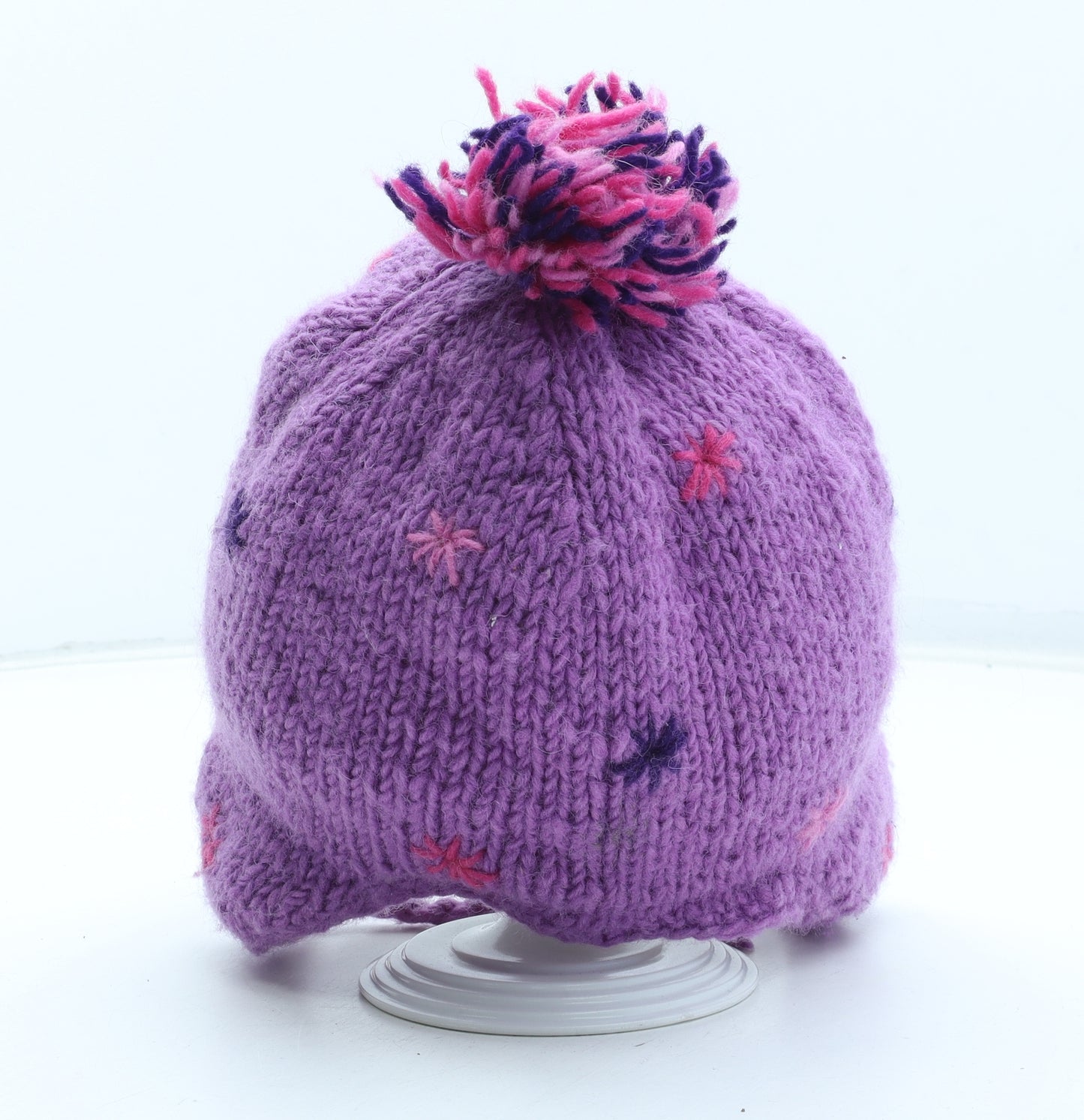 Pachamama Girls Purple Geometric Wool Winter Hat One Size