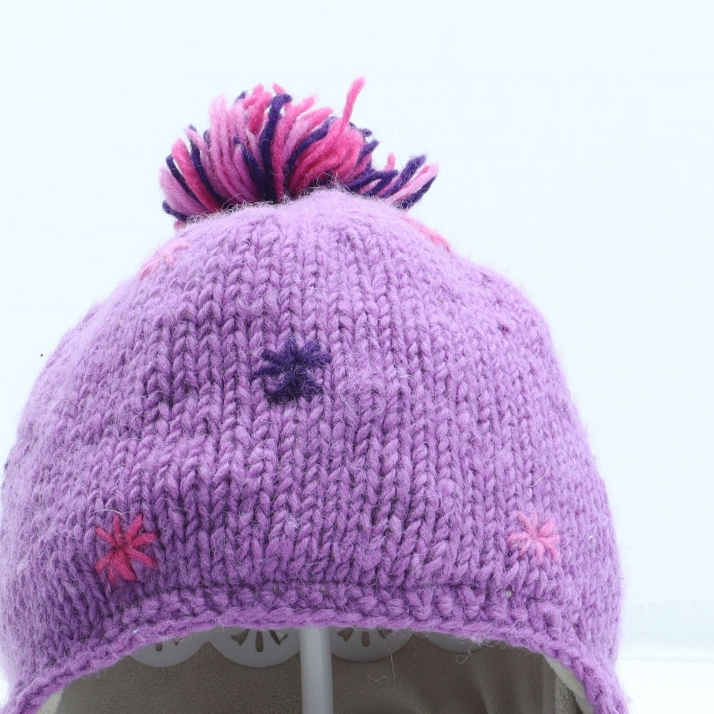 Pachamama Girls Purple Geometric Wool Winter Hat One Size