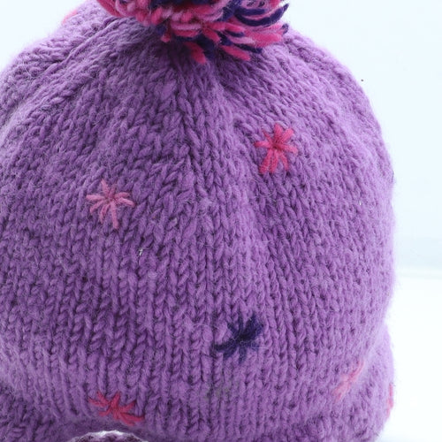 Pachamama Girls Purple Geometric Wool Winter Hat One Size
