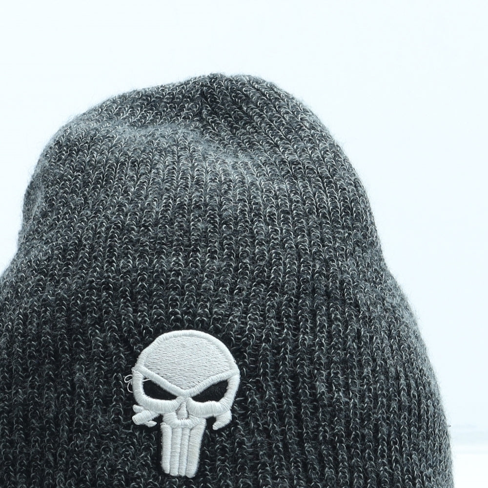 Dare Devil Mens Grey Acrylic Beanie One Size - Reversible The Punisher