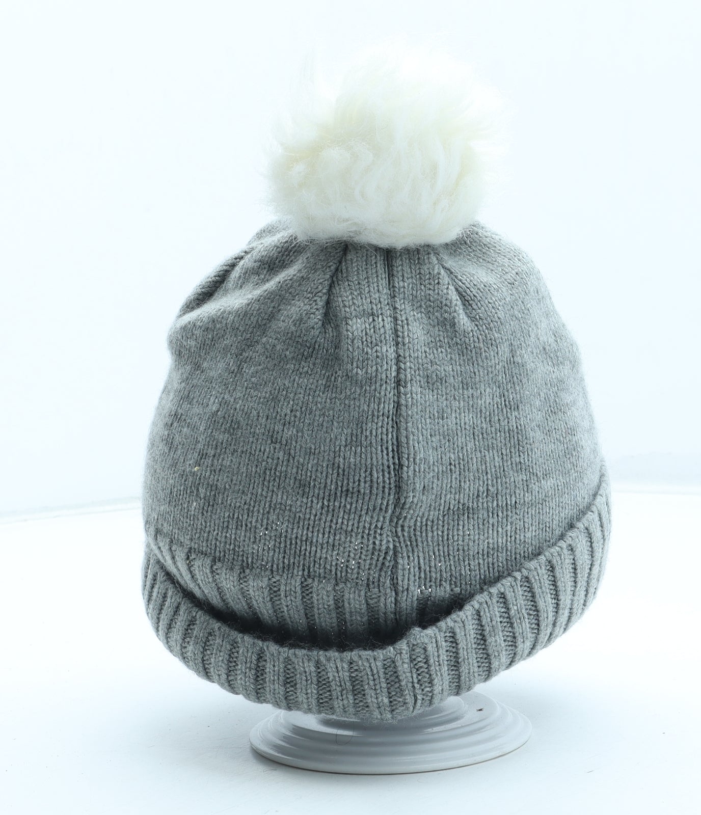 Primark Girls Grey Acrylic Bobble Hat One Size - Unicorn