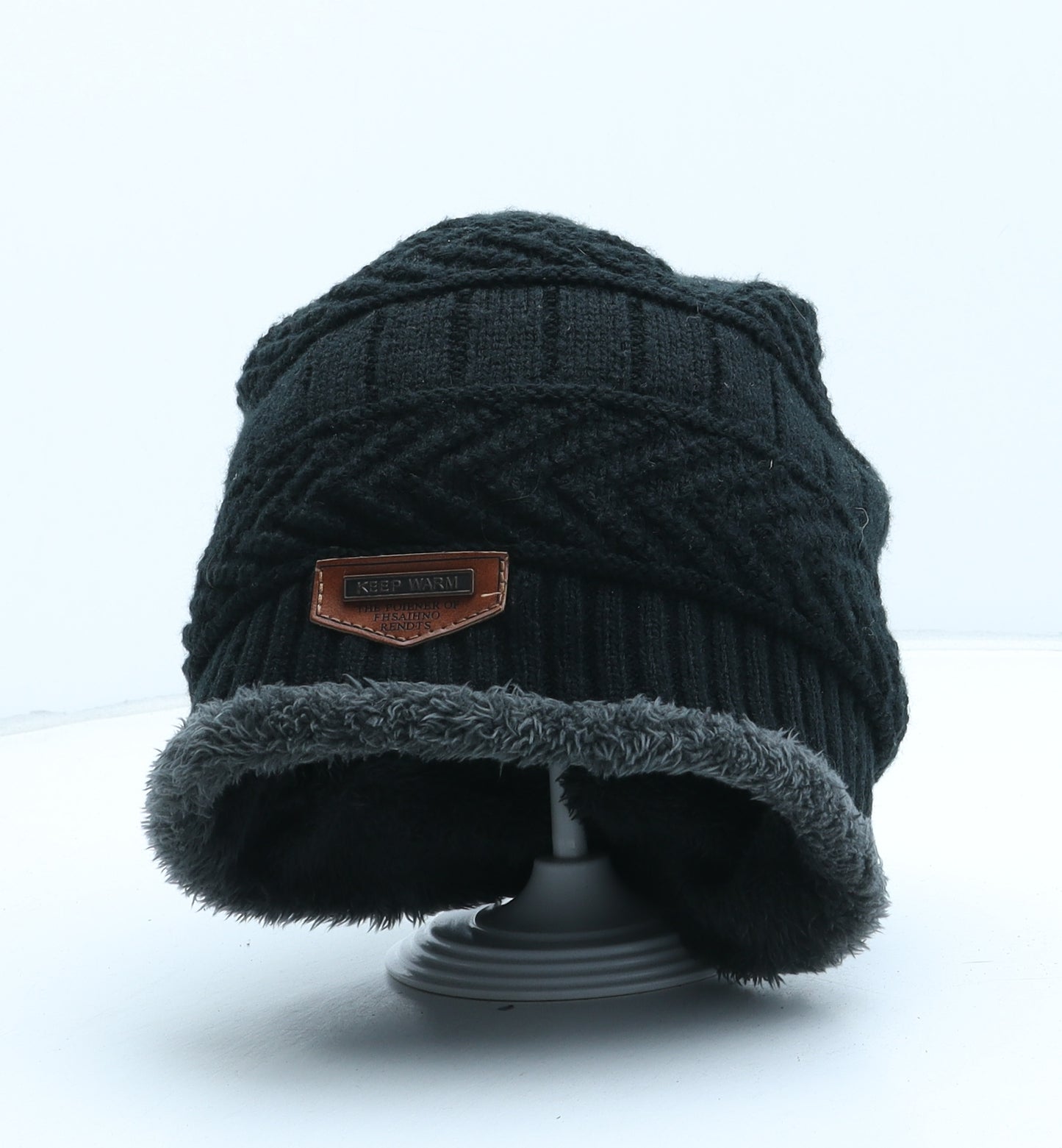 Keep Warm Womens Black Acrylic Beanie One Size