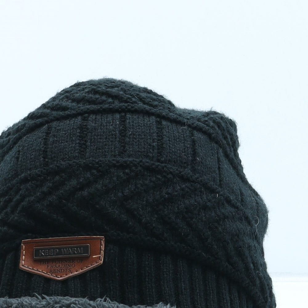 Keep Warm Womens Black Acrylic Beanie One Size