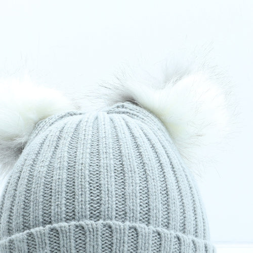 Preworn Girls Grey Acrylic Bobble Hat One Size