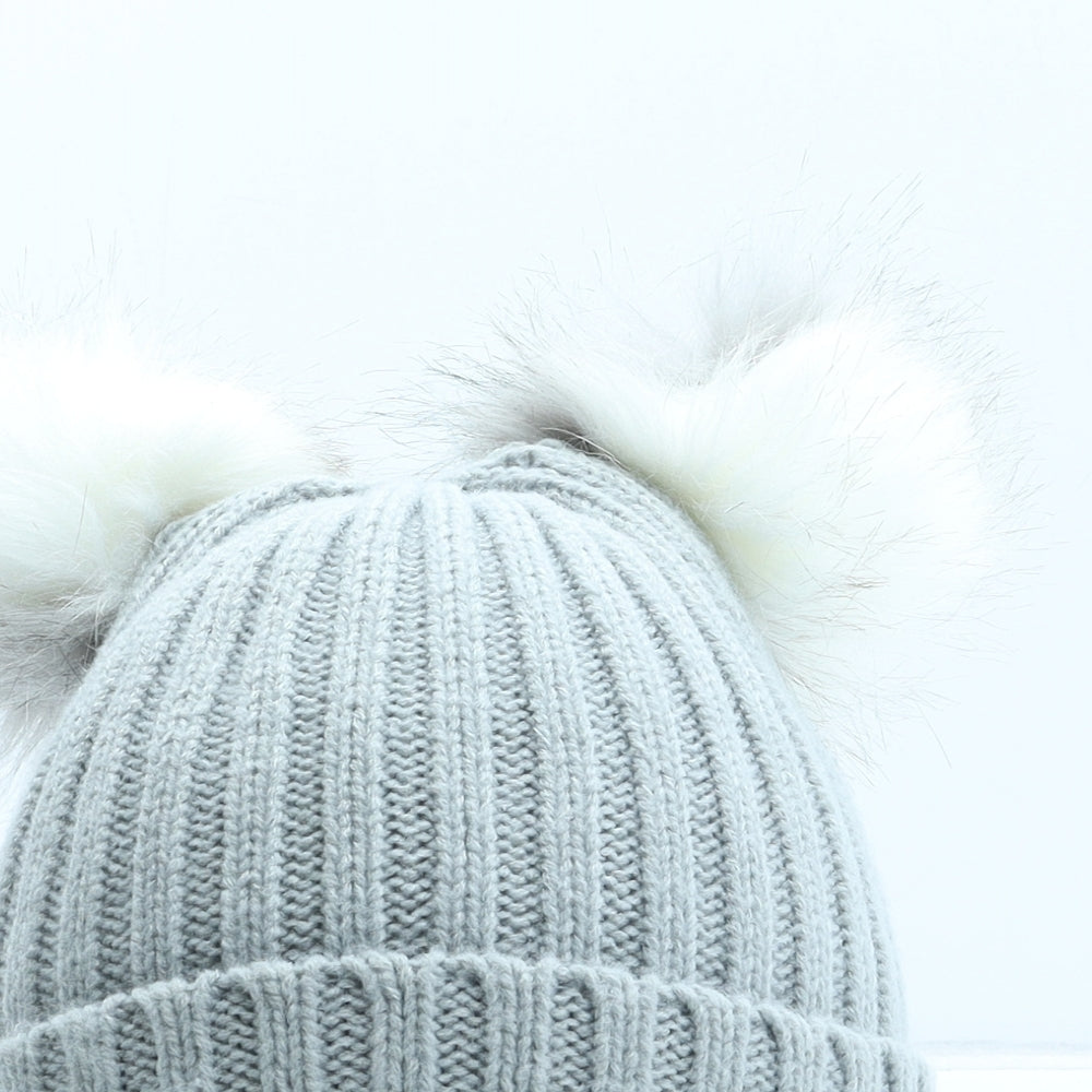 Preworn Girls Grey Acrylic Bobble Hat One Size