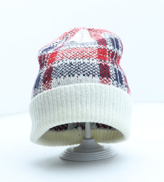 Iris & Edie Womens Multicoloured Plaid Acrylic Beanie One Size