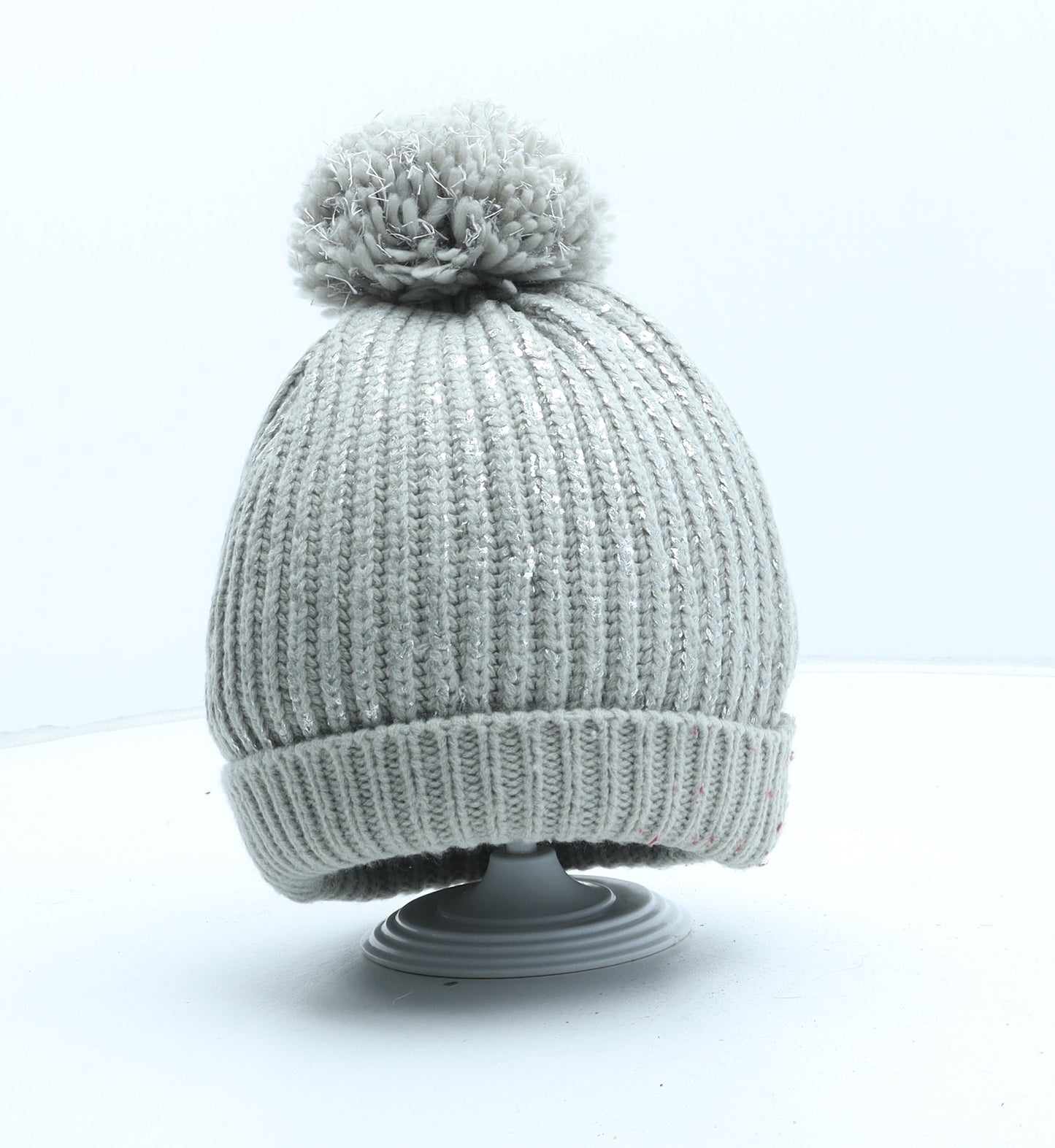 George Womens Grey Acrylic Bobble Hat One Size