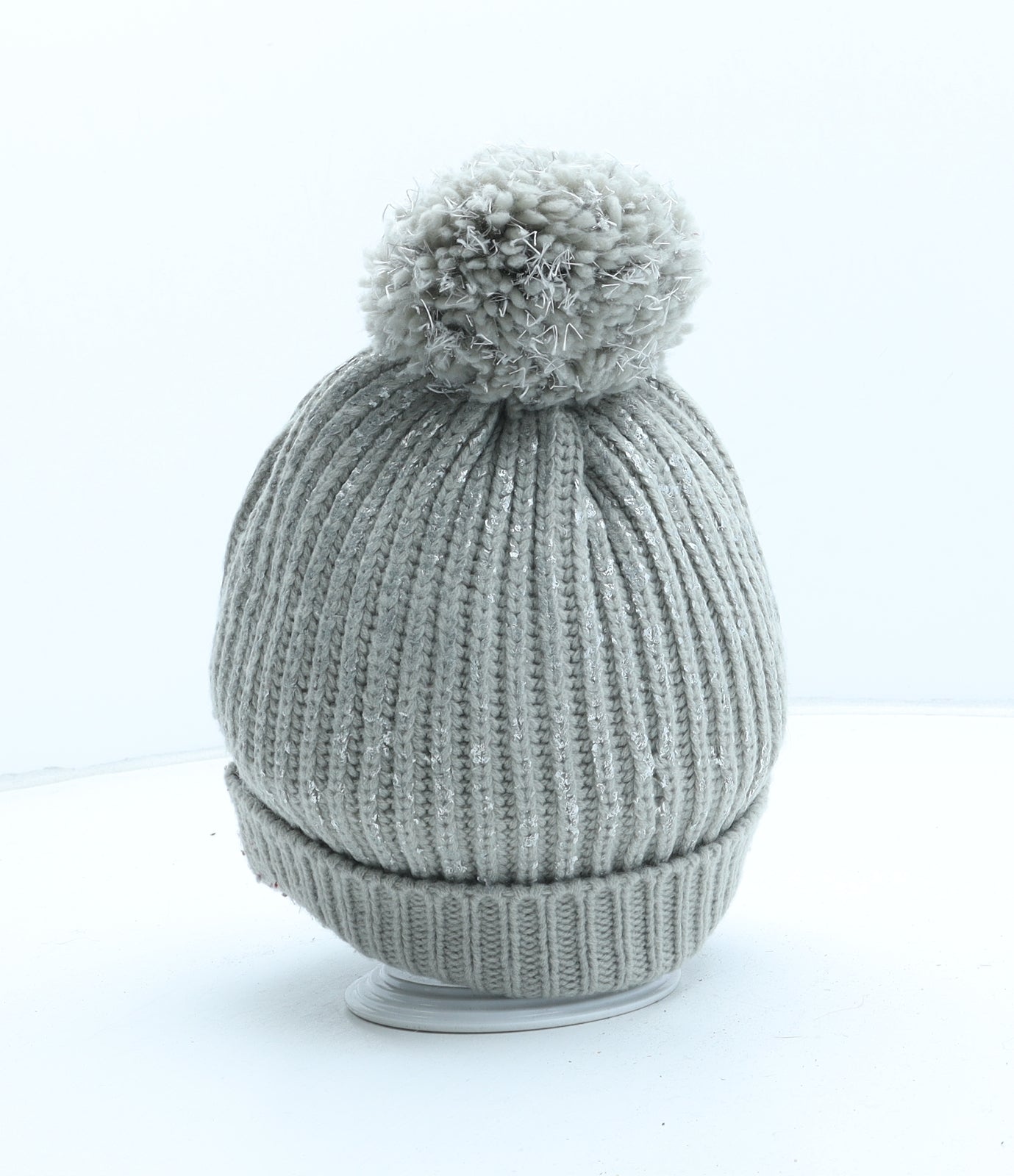 George Womens Grey Acrylic Bobble Hat One Size