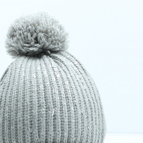 George Womens Grey Acrylic Bobble Hat One Size