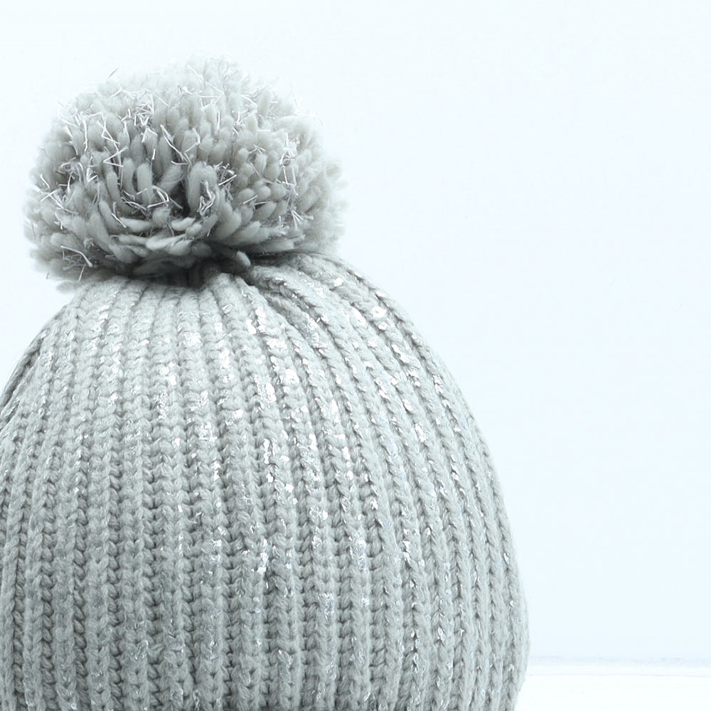 George Womens Grey Acrylic Bobble Hat One Size