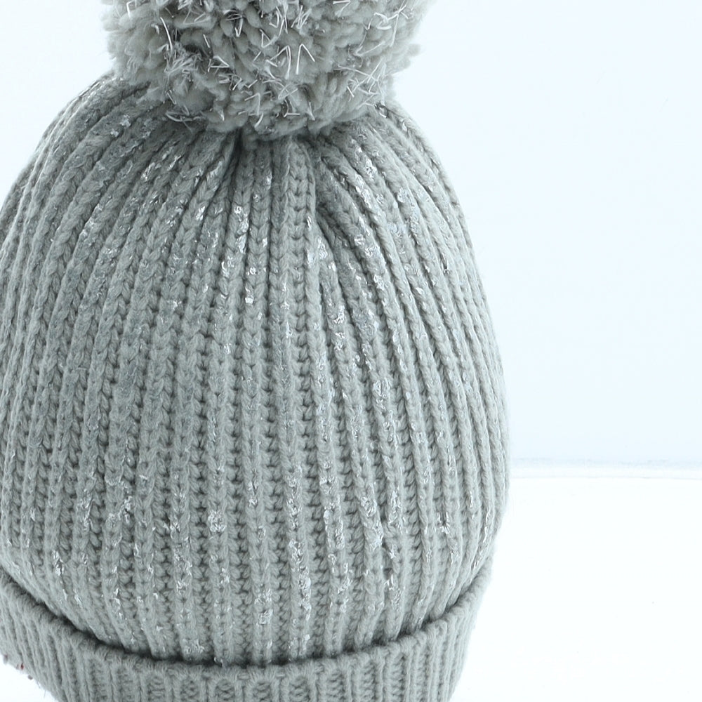 George Womens Grey Acrylic Bobble Hat One Size
