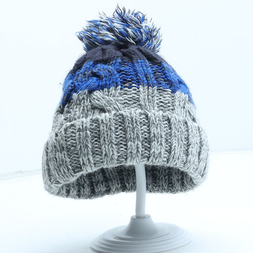 Peacocks Boys Blue Colourblock Acrylic Bobble Hat One Size - UK Size 2-4 Years