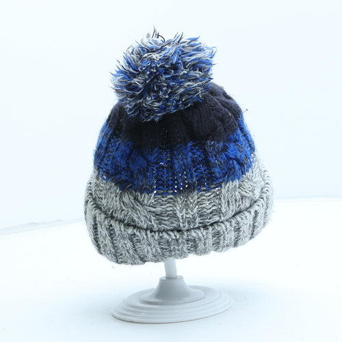 Peacocks Boys Blue Colourblock Acrylic Bobble Hat One Size - UK Size 2-4 Years