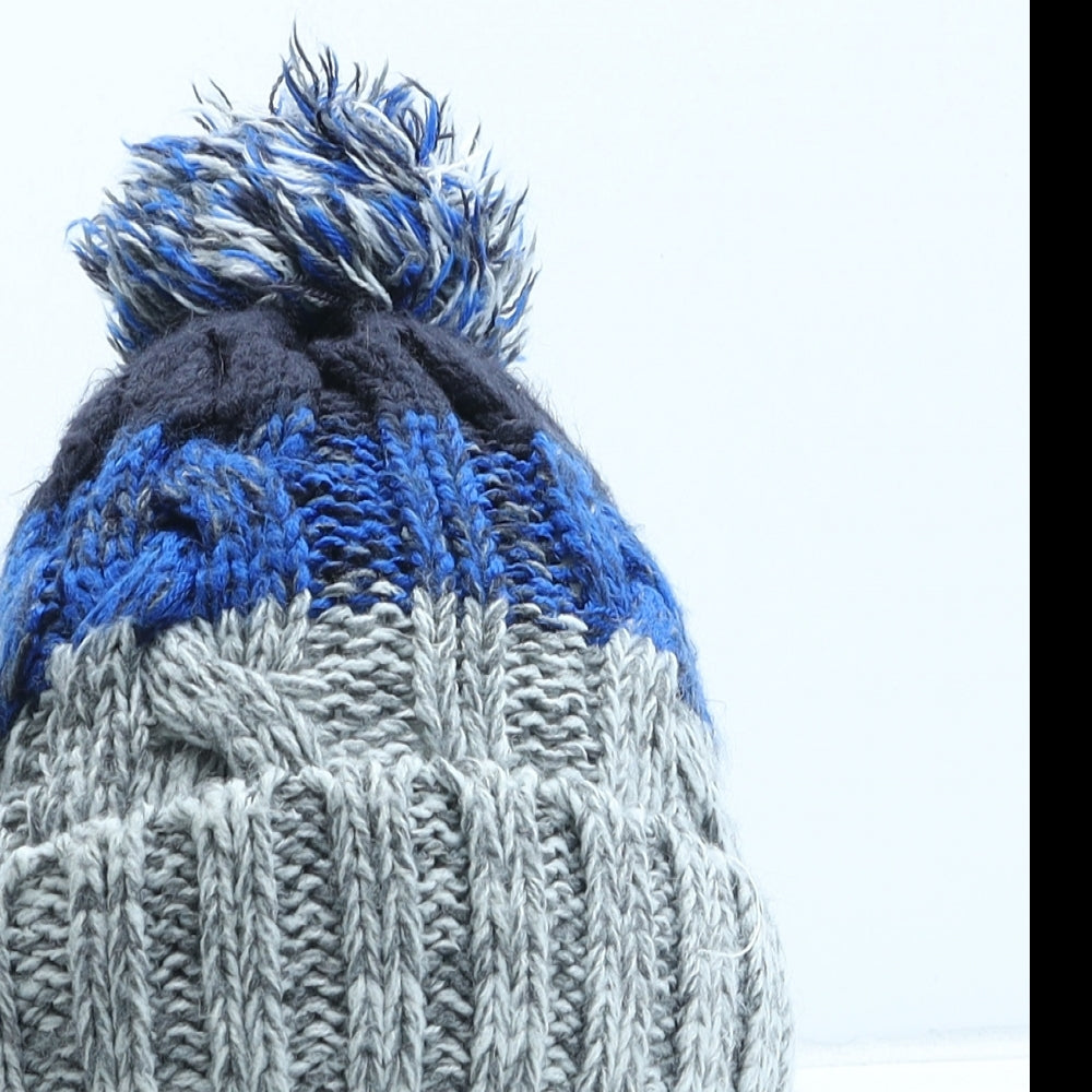 Peacocks Boys Blue Colourblock Acrylic Bobble Hat One Size - UK Size 2-4 Years