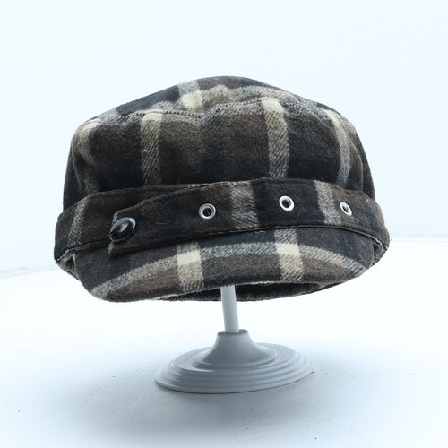 Magid Womens Brown Plaid Polyester Peaked Cap One Size