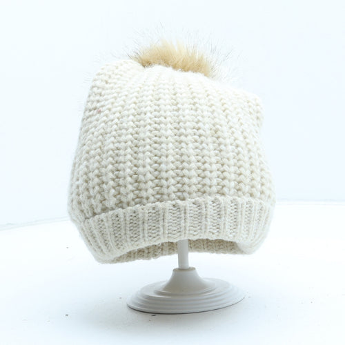 Primark Girls Beige Acrylic Bobble Hat One Size
