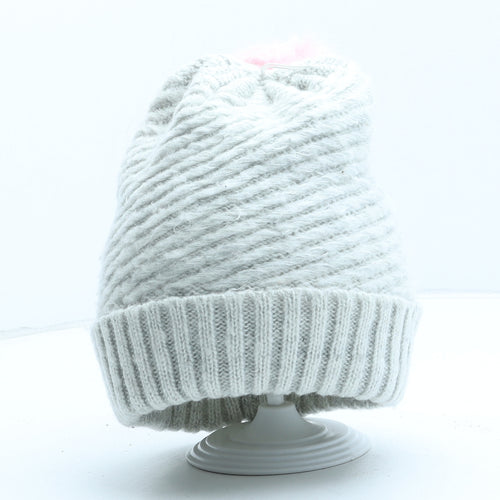 Preworn Womens Grey Acrylic Bobble Hat One Size