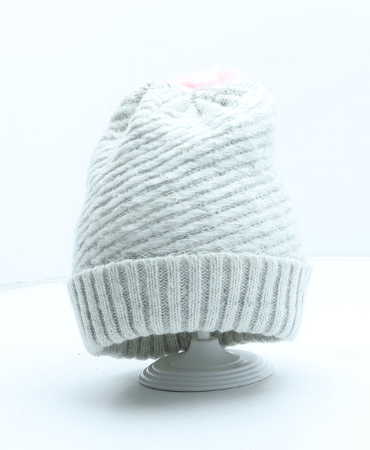 Preworn Womens Grey Acrylic Bobble Hat One Size