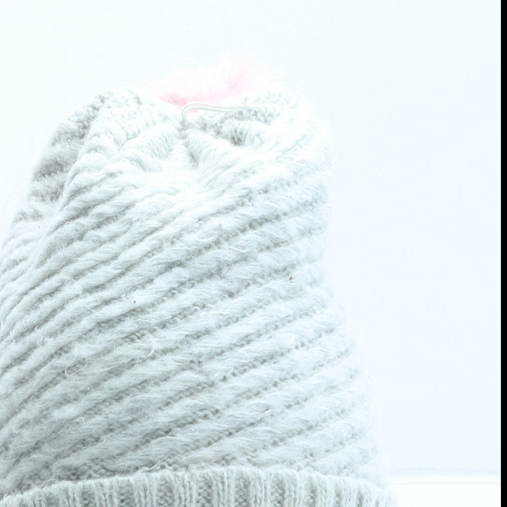 Preworn Womens Grey Acrylic Bobble Hat One Size